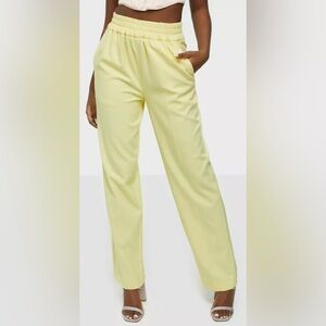 Selected Femme Straight Leg Pull On Pant, Pastel Yellow, EU sz 40 (US L)